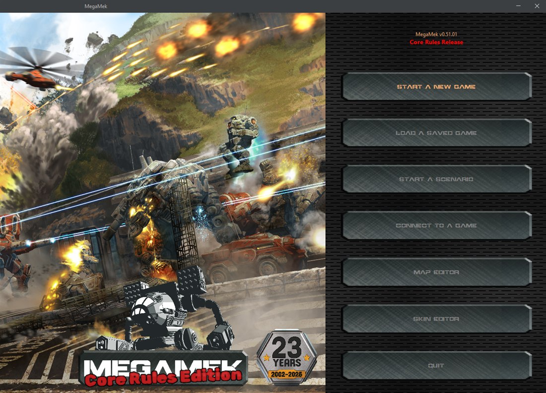 The MegaMek launcher with Core Rules Edition sprayed across the logo