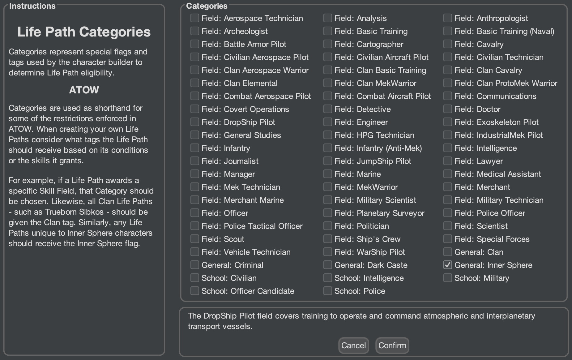 Life Path Categories