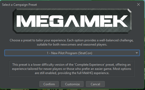 Campaign Preset Selection